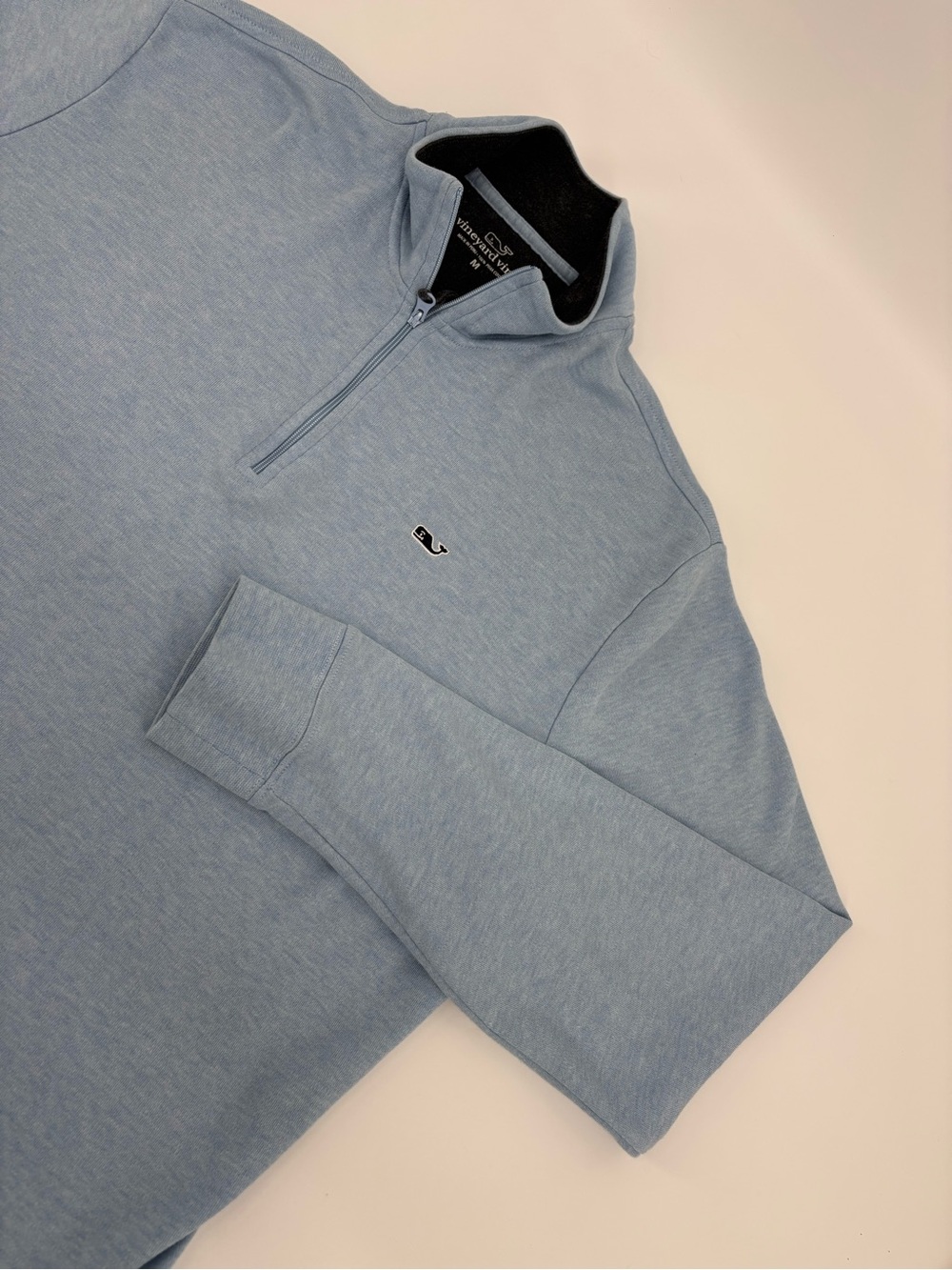 Vineyard Vines Men Medium 1/4 Zip Pullover Sweater Light Blue 100% Pima Cotton